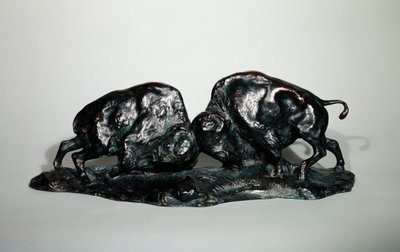Two Fighting Buffalo, 1900 by Arthur Putnam